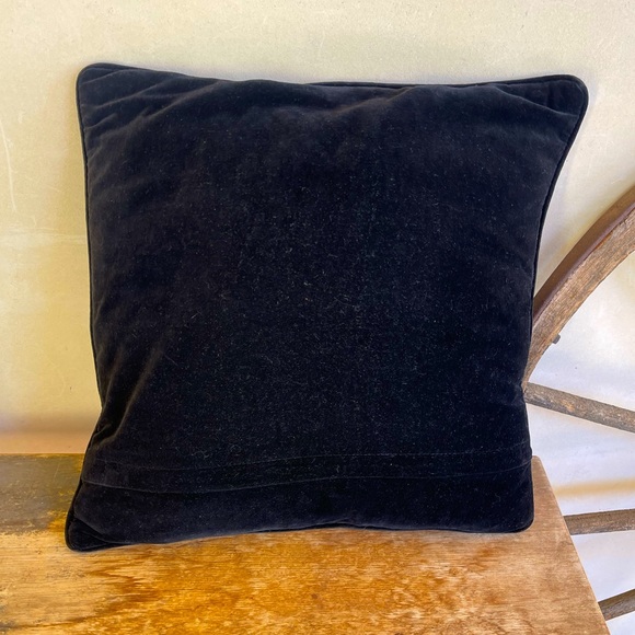 NEEDLEPOINT PILLOW Beautiful Vintage Handmade 15” Square Floral Butterfly Velvet - Picture 7 of 10